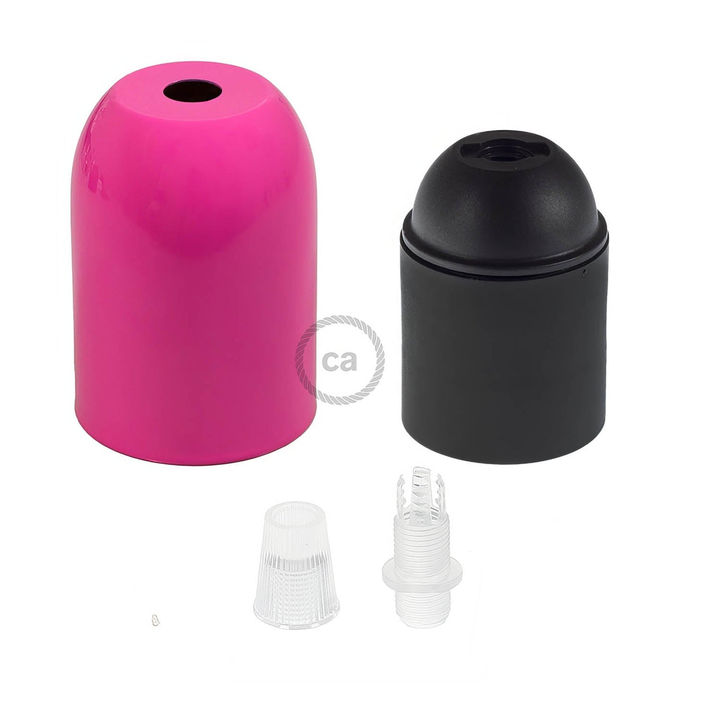 Kit portalampada E27 semisferico in metallo  - Fucsia