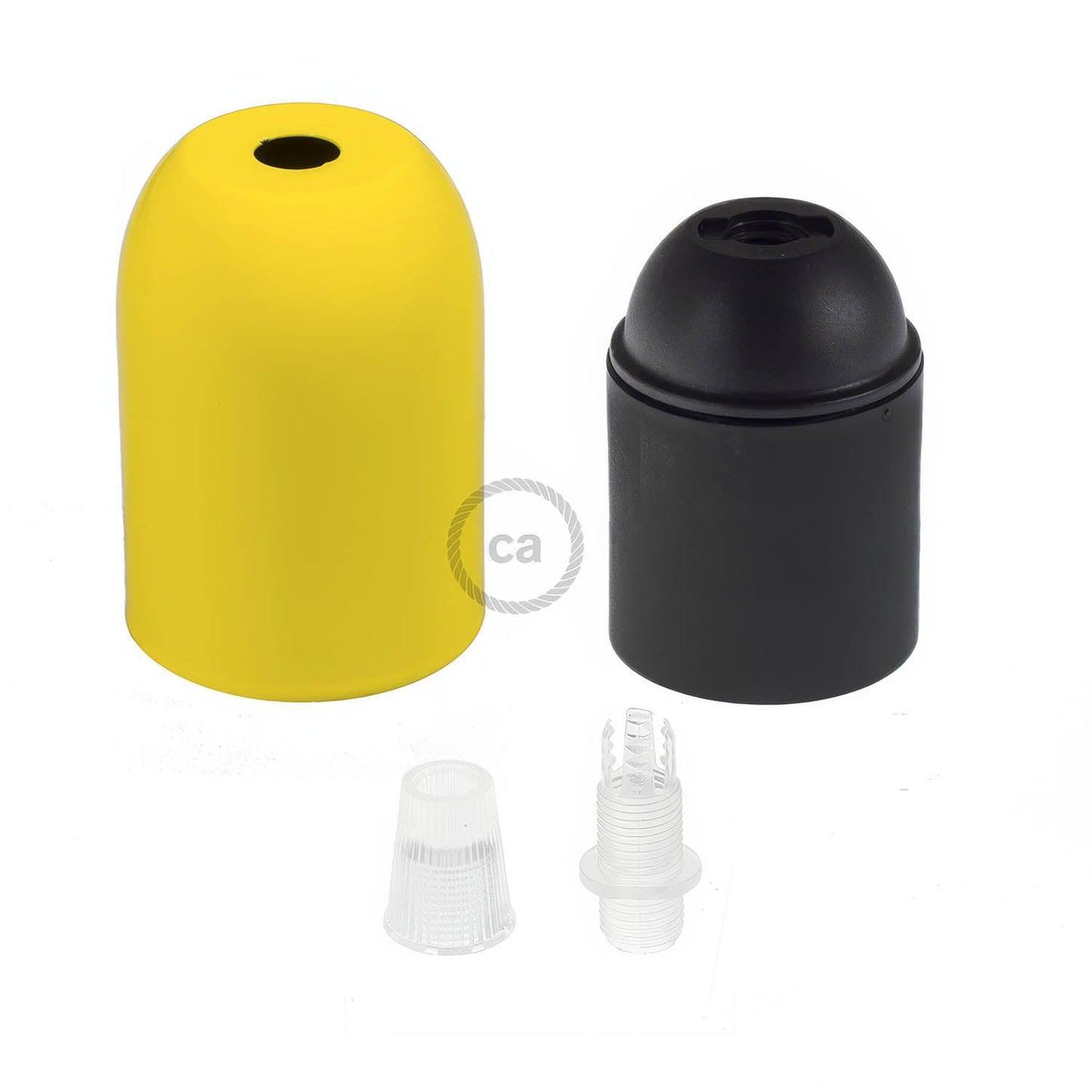 Kit portalampada E27 semisferico in metallo  - Giallo