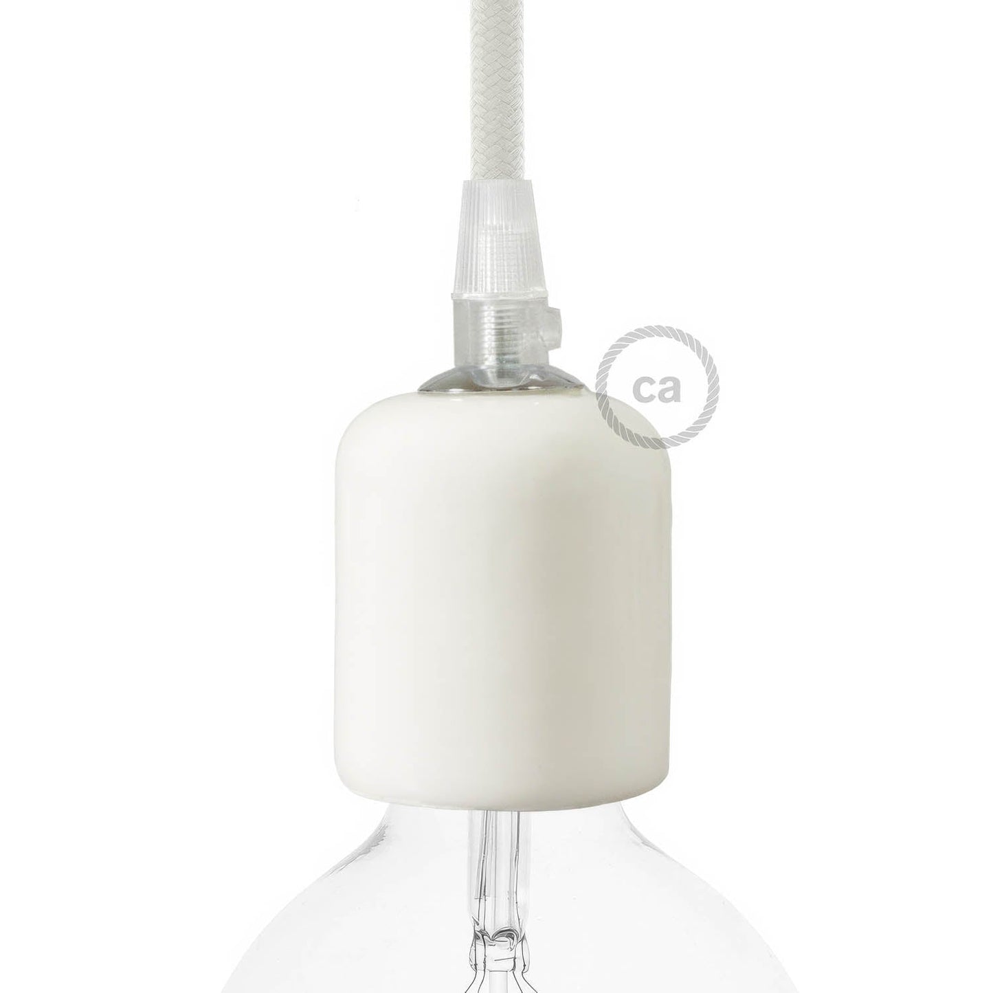 Handmade Ceramic E26 light bulb socket kit - White