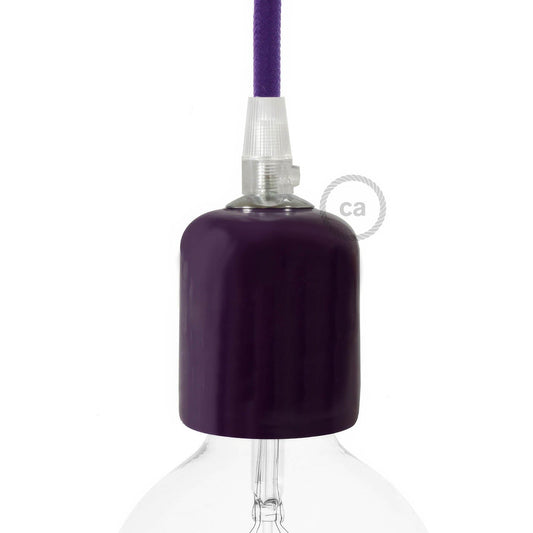 Handmade Ceramic E26 light bulb socket kit - Purple