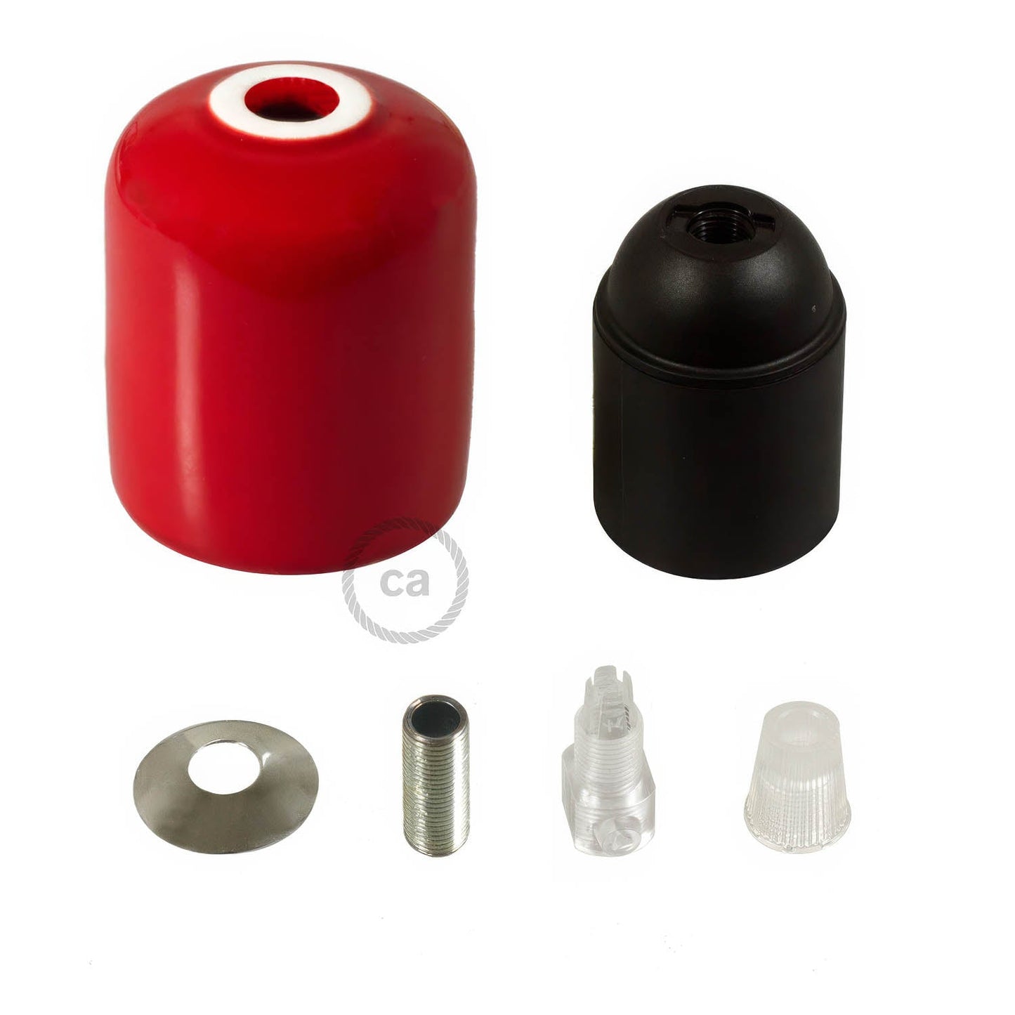 Handmade Ceramic E26 light bulb socket kit - Red