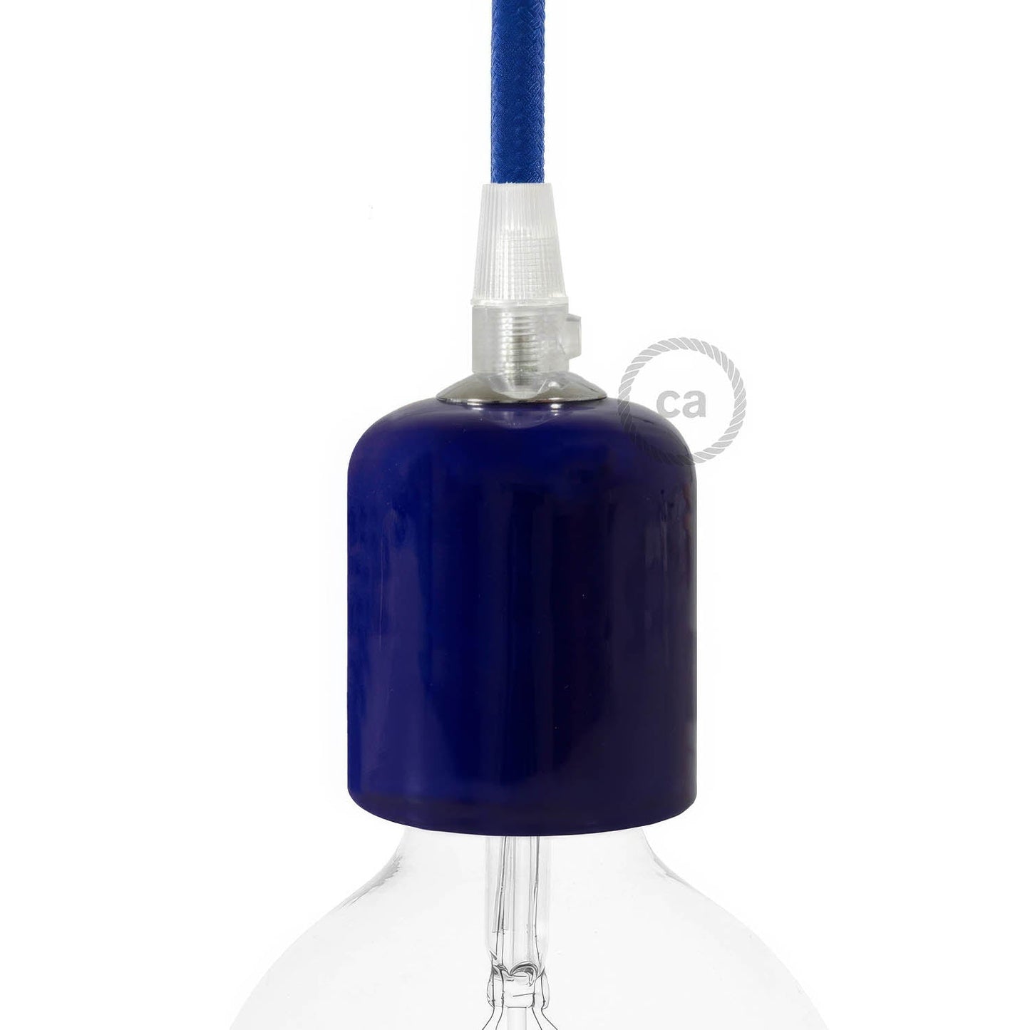 Handmade Ceramic E26 light bulb socket kit - Blue