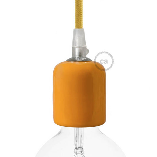 Handmade Ceramic E26 light bulb socket kit - Tangerine