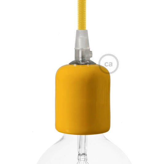 Kit portalampada E27 in ceramica - Giallo