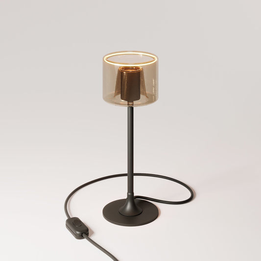 Lampada da tavolo MAG-Y con base metallica tonda e lampadina Ghost smoky - Nero