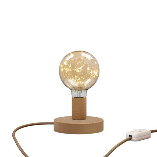 Lampada da tavolo Posaluce Milleluci in legno e spina UK - Neutro