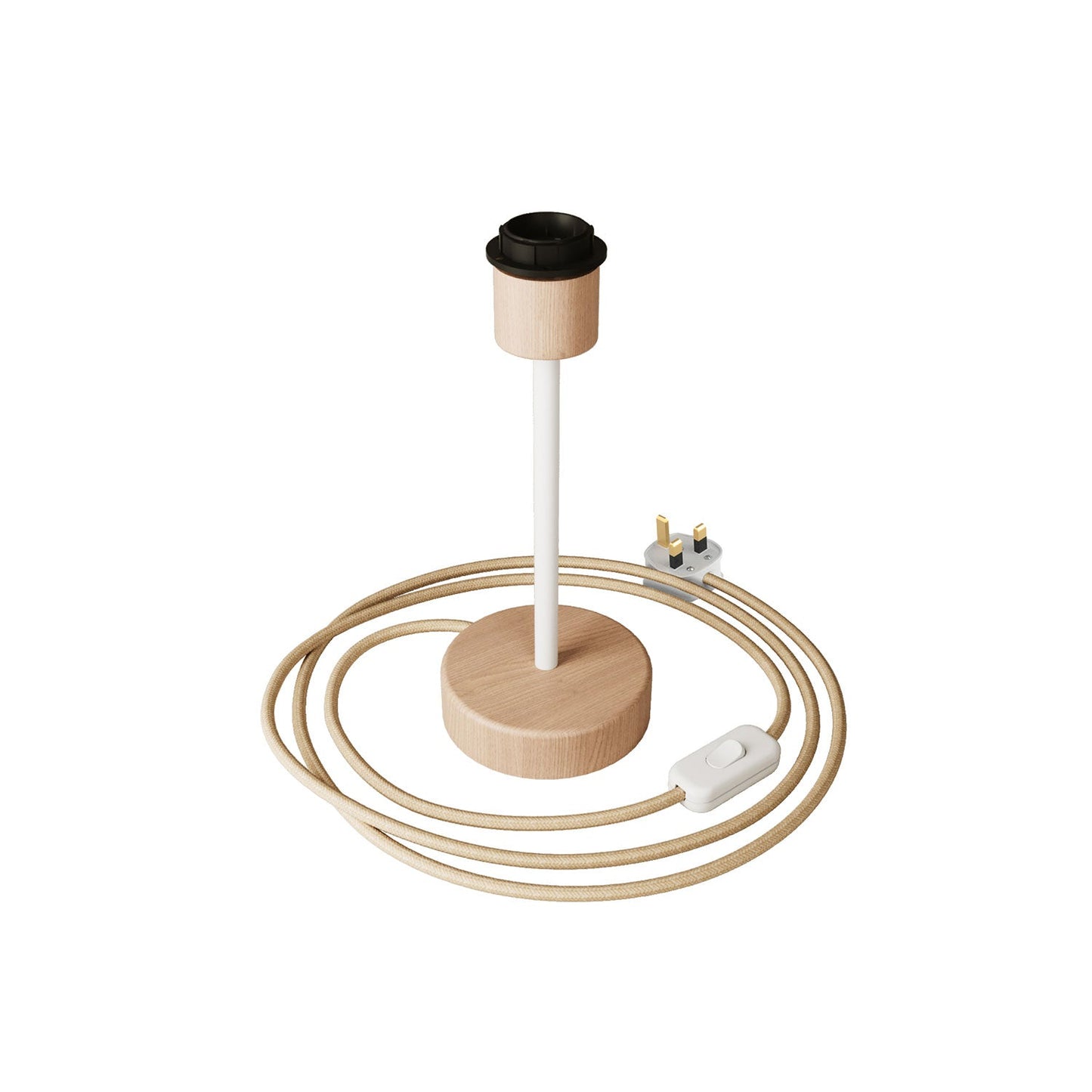 Lampada da tavolo in legno con predisposizione per paralume - Alzaluce Wood e spina UK - Neutro