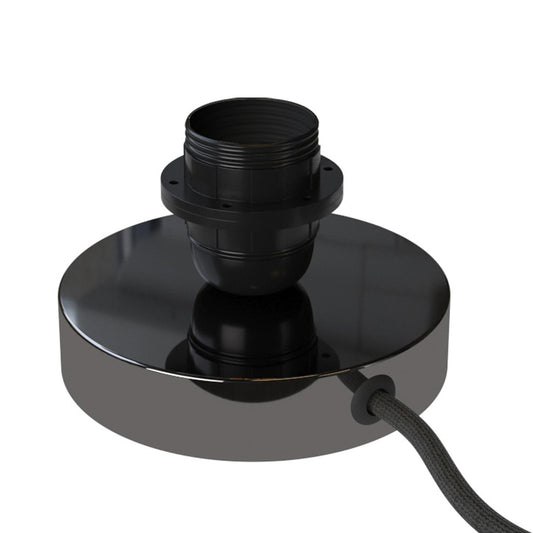 Posaluce per paralume - Lampada da tavolo in metallo e spina UK - Nero perla