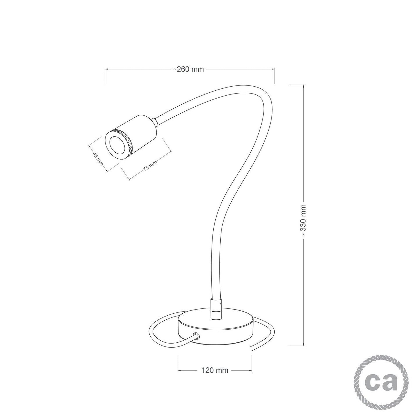 Table Flex GU1d0 lampada da tavolo snodabile con mini faretto LED e spina UK - Rame satinato