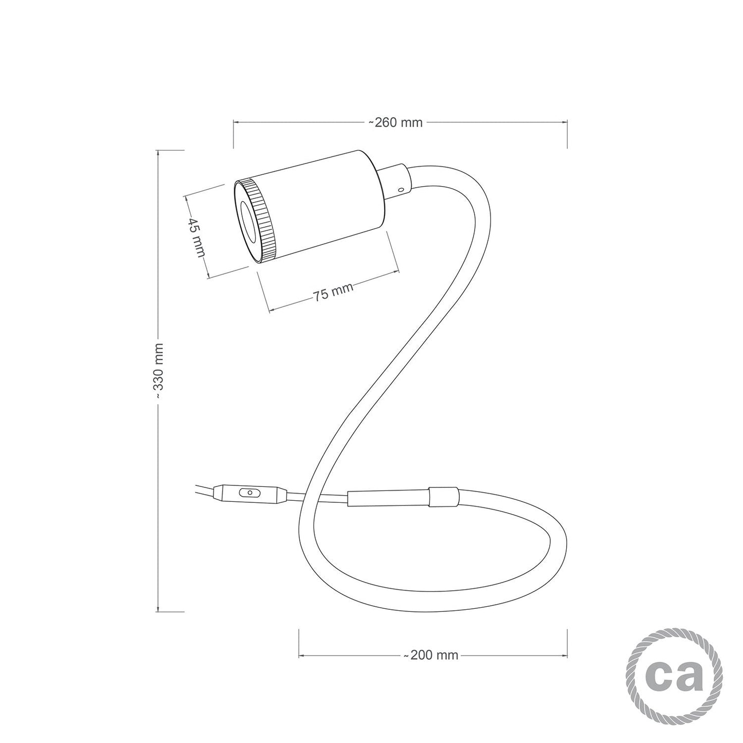 GU1d-one Lampada snodabile senza base con mini faretto LED e spina UK - Titanio satinato