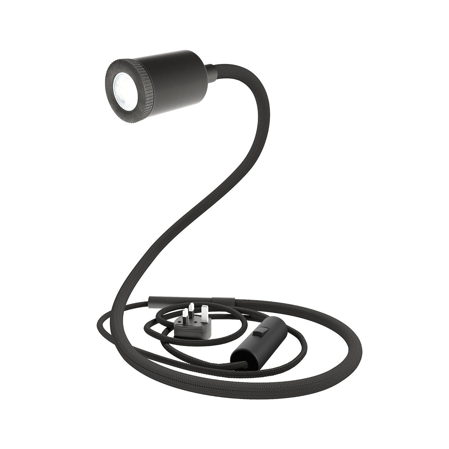 GU1d-one Lampada snodabile senza base con mini faretto LED e spina UK - Nero