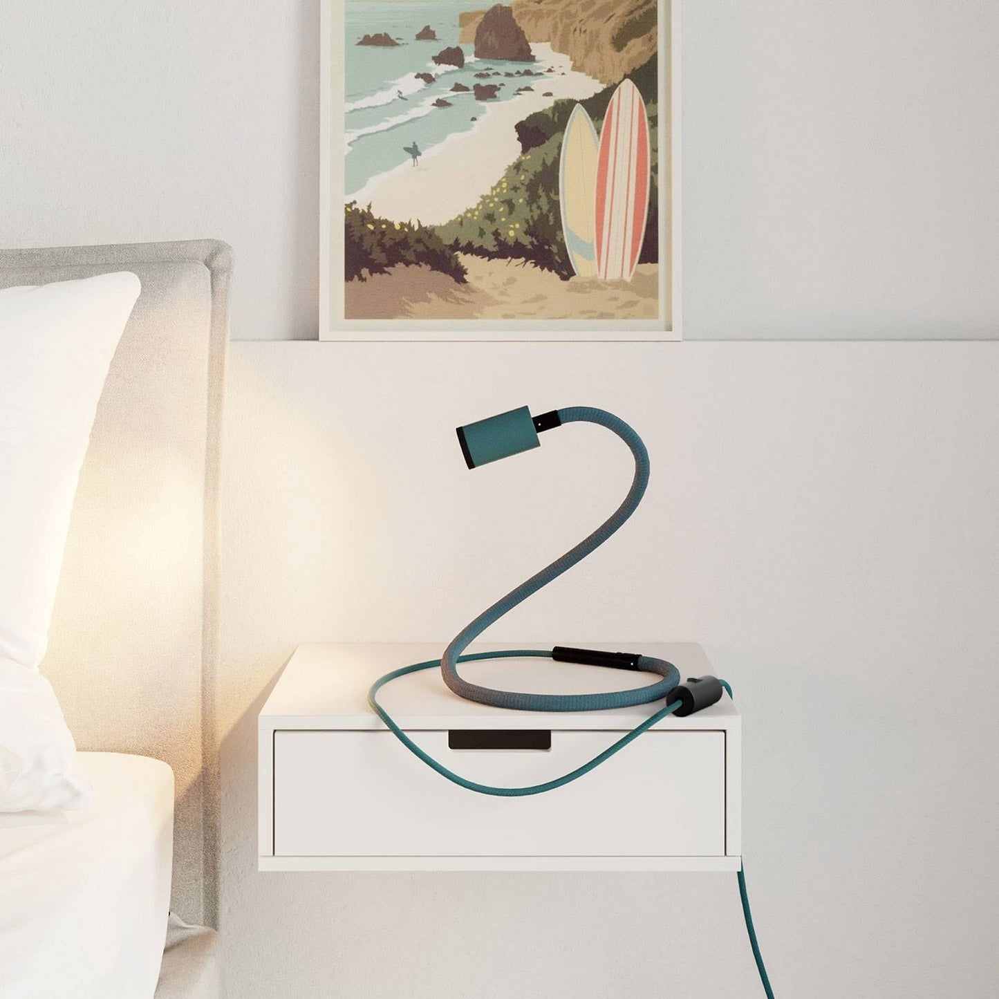 GU1d-one Pastel Lampada snodabile senza base con mini faretto LED e spina UK - Petrolio