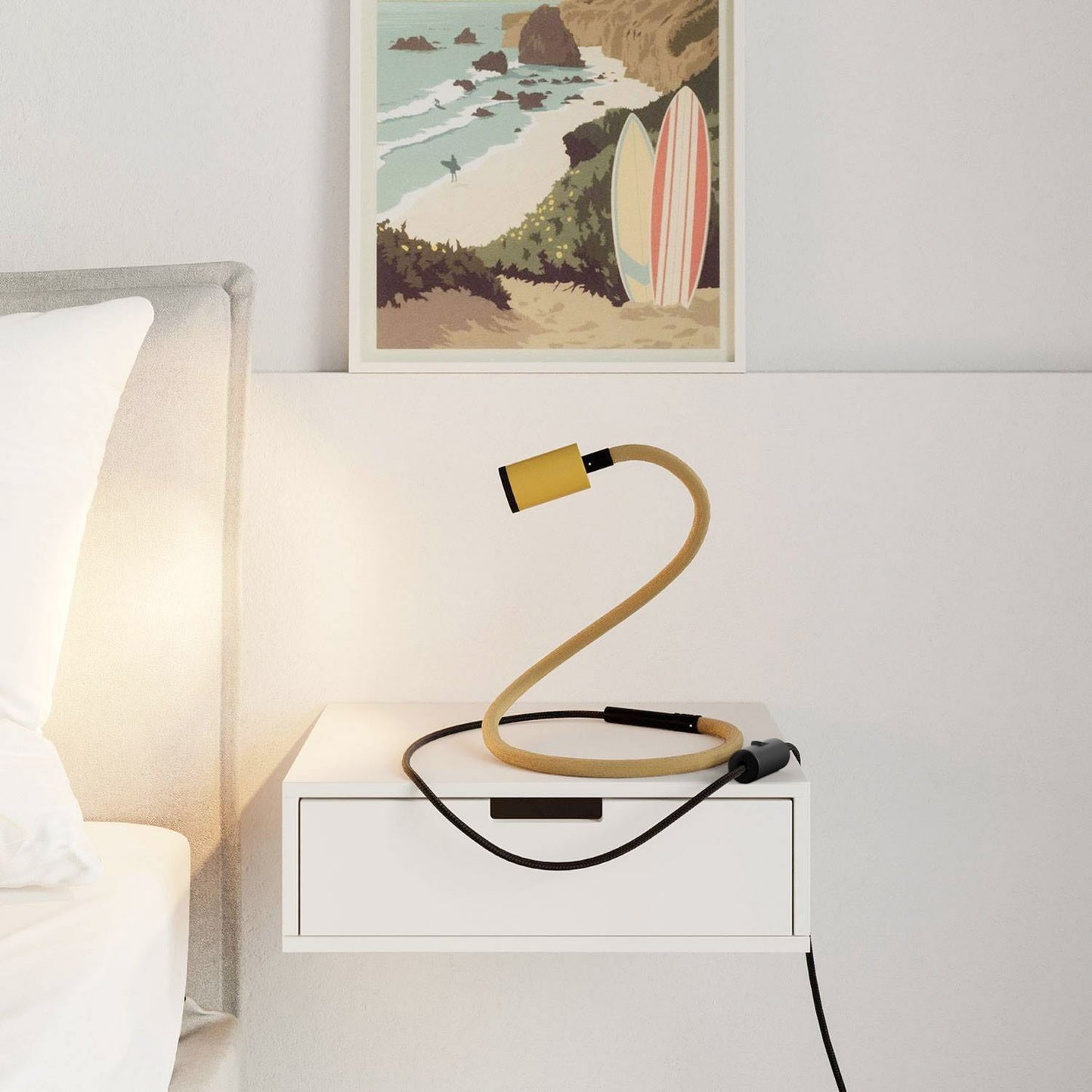 GU1d-one Pastel Lampada snodabile senza base con mini faretto LED e spina UK - Mostarda