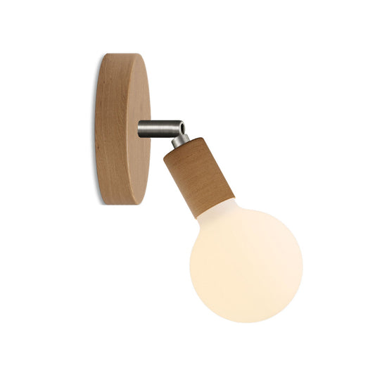 Lampada Fermaluce Snodo in legno con lampadina Globo Porcellana - Neutro