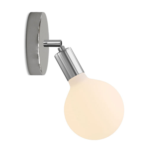 Lampada Fermaluce Snodo in metallo con lampadina Globo Porcellana - Cromo