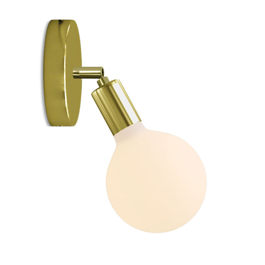 Lampada Fermaluce Snodo in metallo con lampadina Globo Porcellana - Ottone