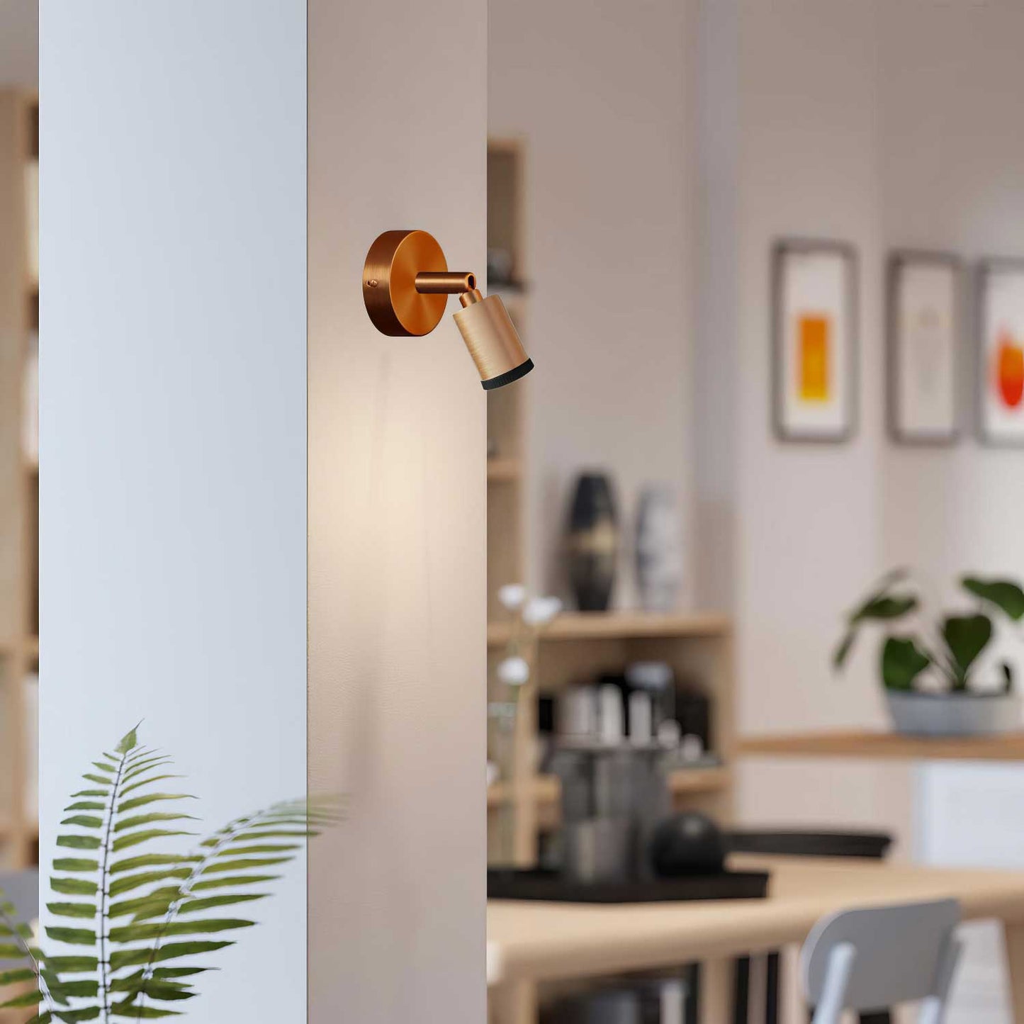 Fermaluce faretto Mini Spotlight GU1d0, lampada orientabile da parete o soffitto con snodo  - Rame satinato