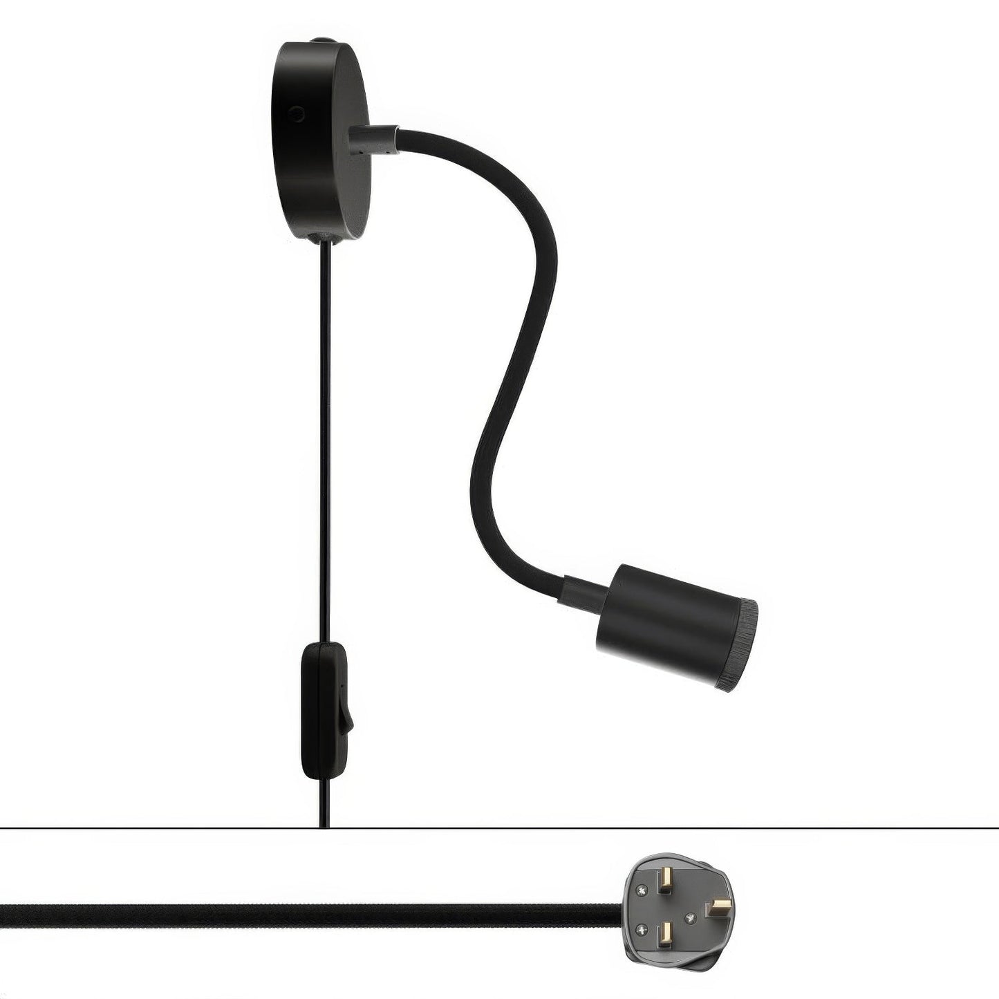 Lampada Spostaluce Flex 30 snodabile con faretto GU1d0 e spina UK - Nero