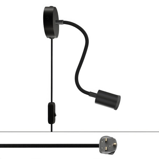 Lampada Spostaluce Flex 30 snodabile con faretto GU1d0 e spina UK - Nero