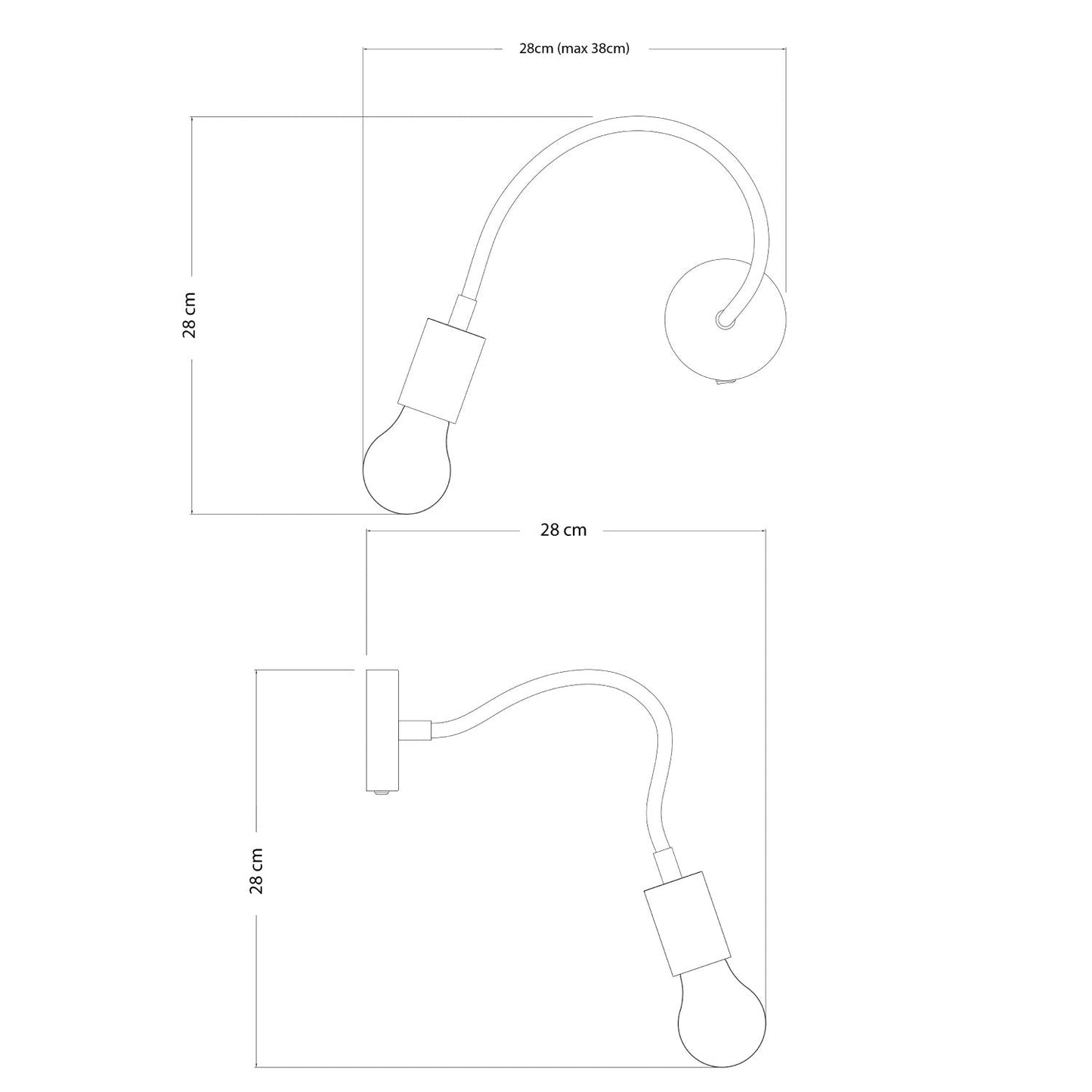 Lampada Fermaluce Flex 30 con mini rosone con interruttore e mini faretto GU1d0 - Bianco opaco