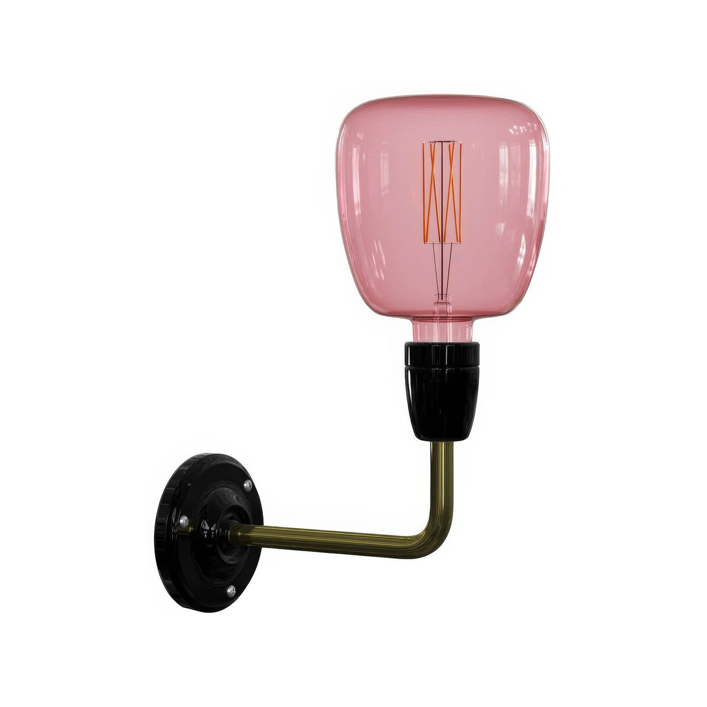 Fermaluce Classic, lampada a muro in metallo e porcellana con estensione curva - Nero