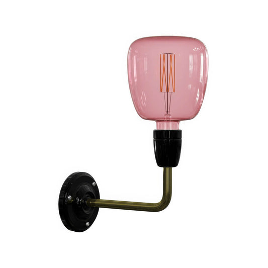 Fermaluce Classic, lampada a muro in metallo e porcellana con estensione curva - Nero