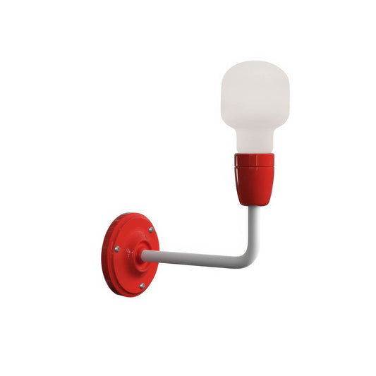 Fermaluce Color, lampada a muro in metallo e porcellana con estensione curva - Rosso