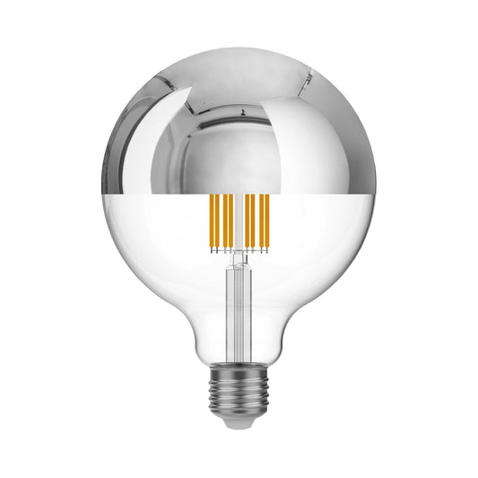 Lampadina LED Mezza Sfera Argento Globo G125 7W 650Lm E27 2700K Dimmerabile - A05