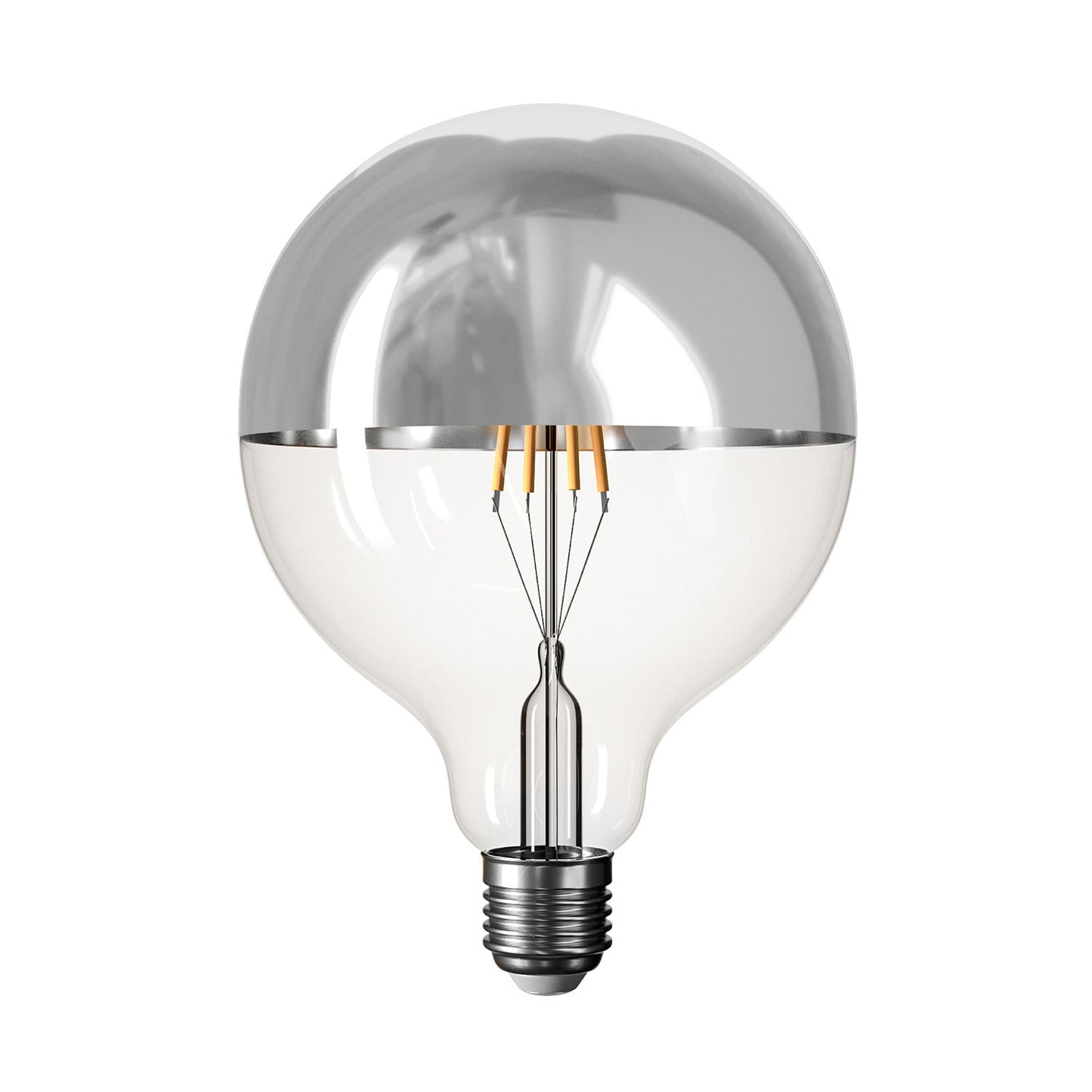 Lampada portatile e ricaricabile Cabless02 con lampadina globo mezza sfera argento - Neutro