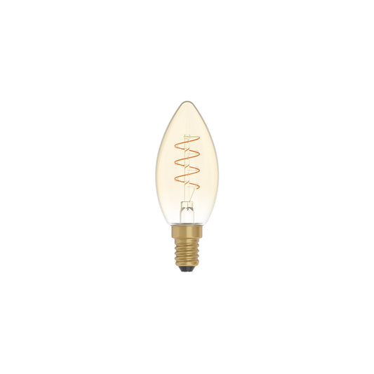 Lampadina LED Dorata Carbon Line filamento a spirale Candela C35 2,5W 136Lm E14 1800K Dimmerabile - C01