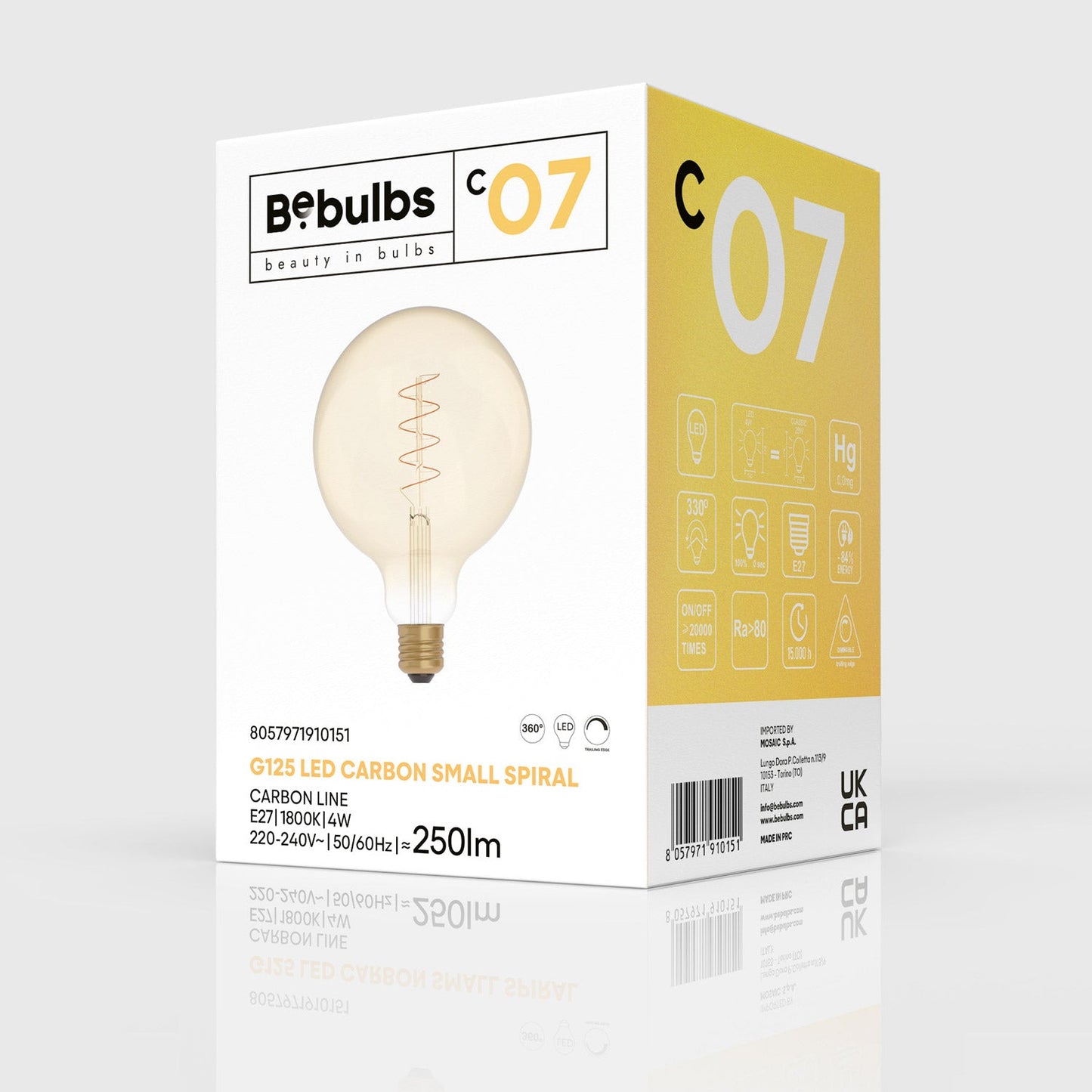 Lampadina LED Dorata Carbon Line filamento a spirale Globo G125 4W 250Lm E27 1800K Dimmerabile - C07
