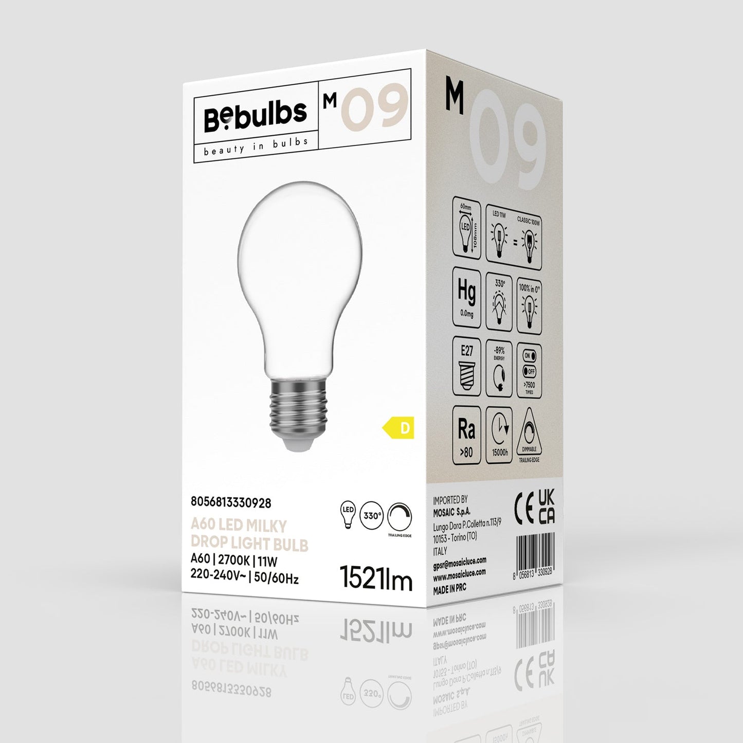 Lampadina LED Milky Goccia A60 11W 1521Lm E27 2700K Dimmerabile - M09