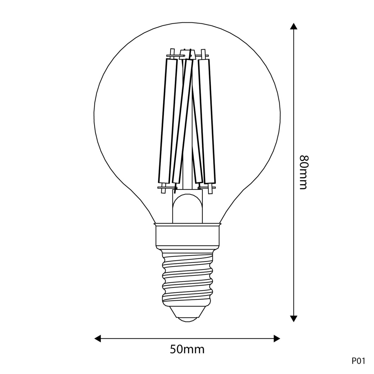 Lampadina LED Effetto Porcellana CRI 95 G45 5,9W 550Lm E14 2700K Dimmerabile - P01