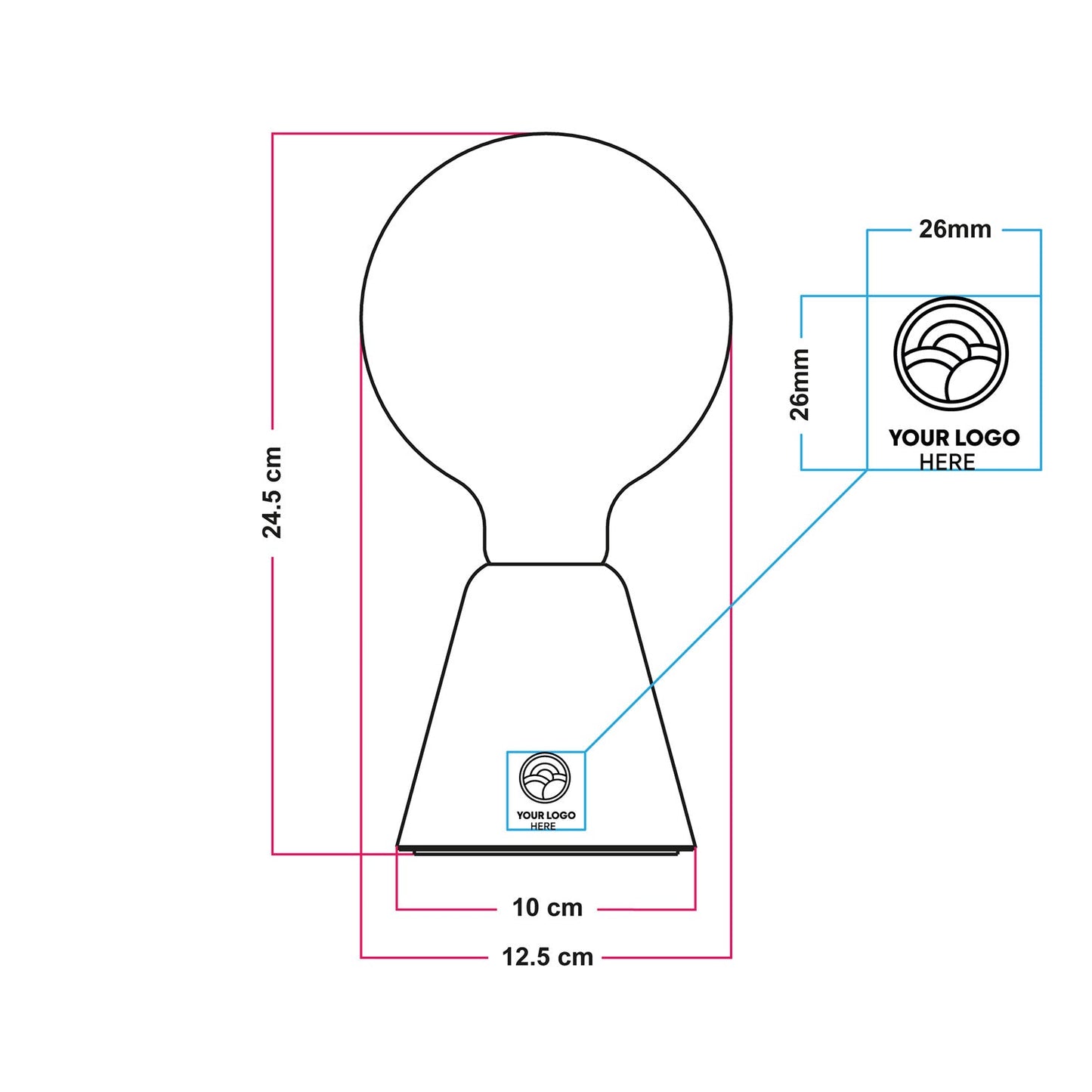 Lampada portatile ricaricabile Cabless01 con lampadina - personalizzabile (min 20 pezzi) - Neutro verniciato