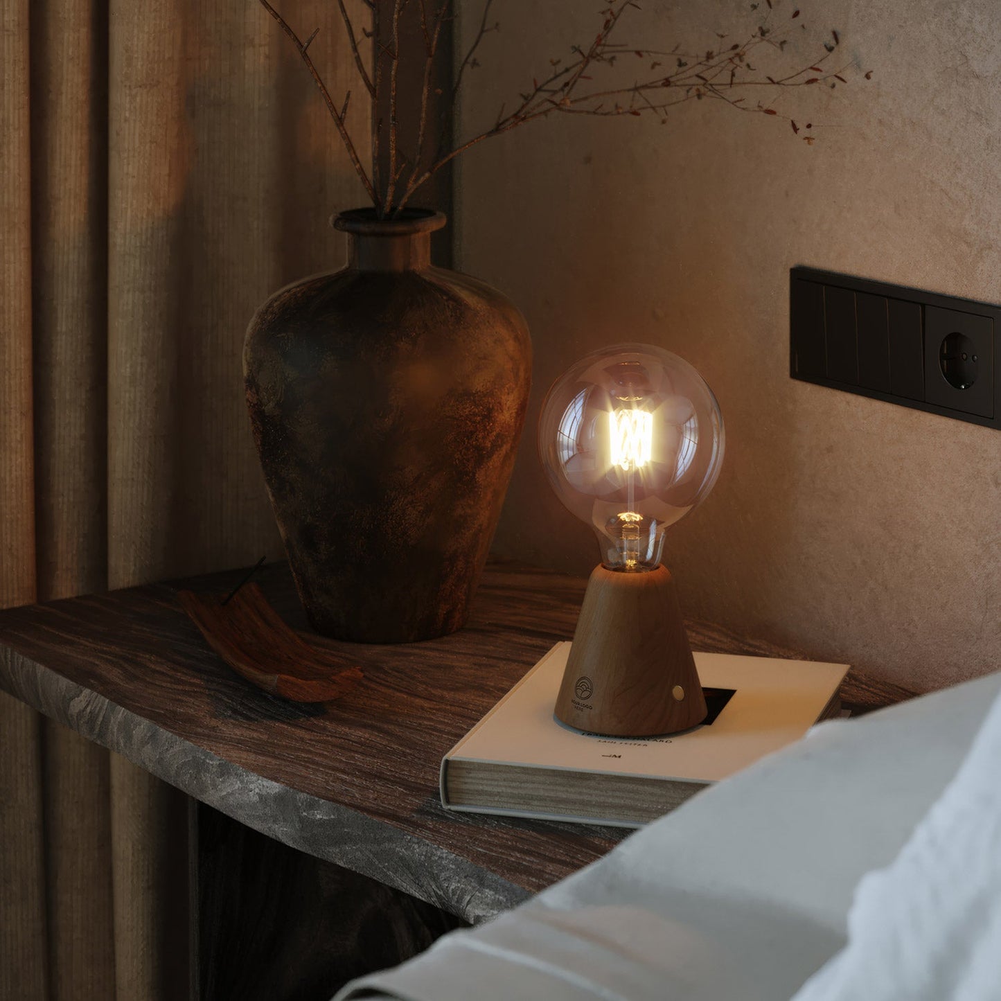 Lampada portatile ricaricabile Cabless01 con lampadina - personalizzabile (min 20 pezzi) - Neutro verniciato