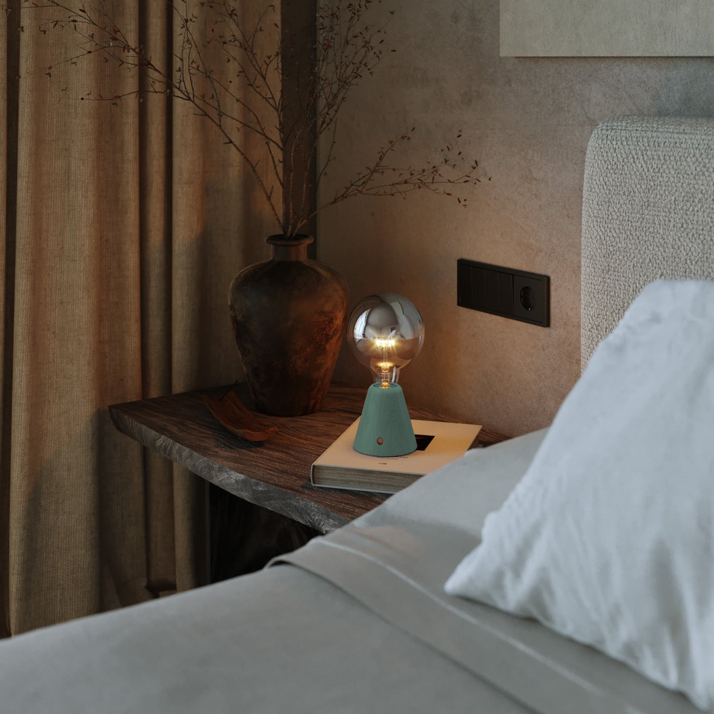 Lampada portatile ricaricabile Cabless01 con lampadina globo mezza sfera argento - Ottanio