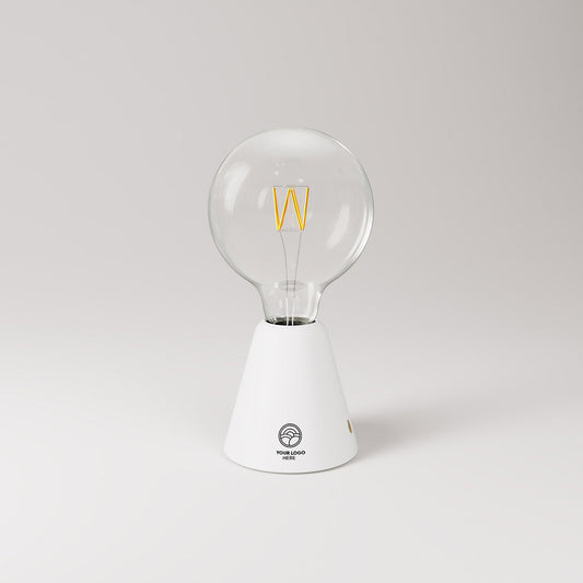 Lampada portatile ricaricabile Cabless01 con lampadina - personalizzabile (min 20 pezzi) - Bianco