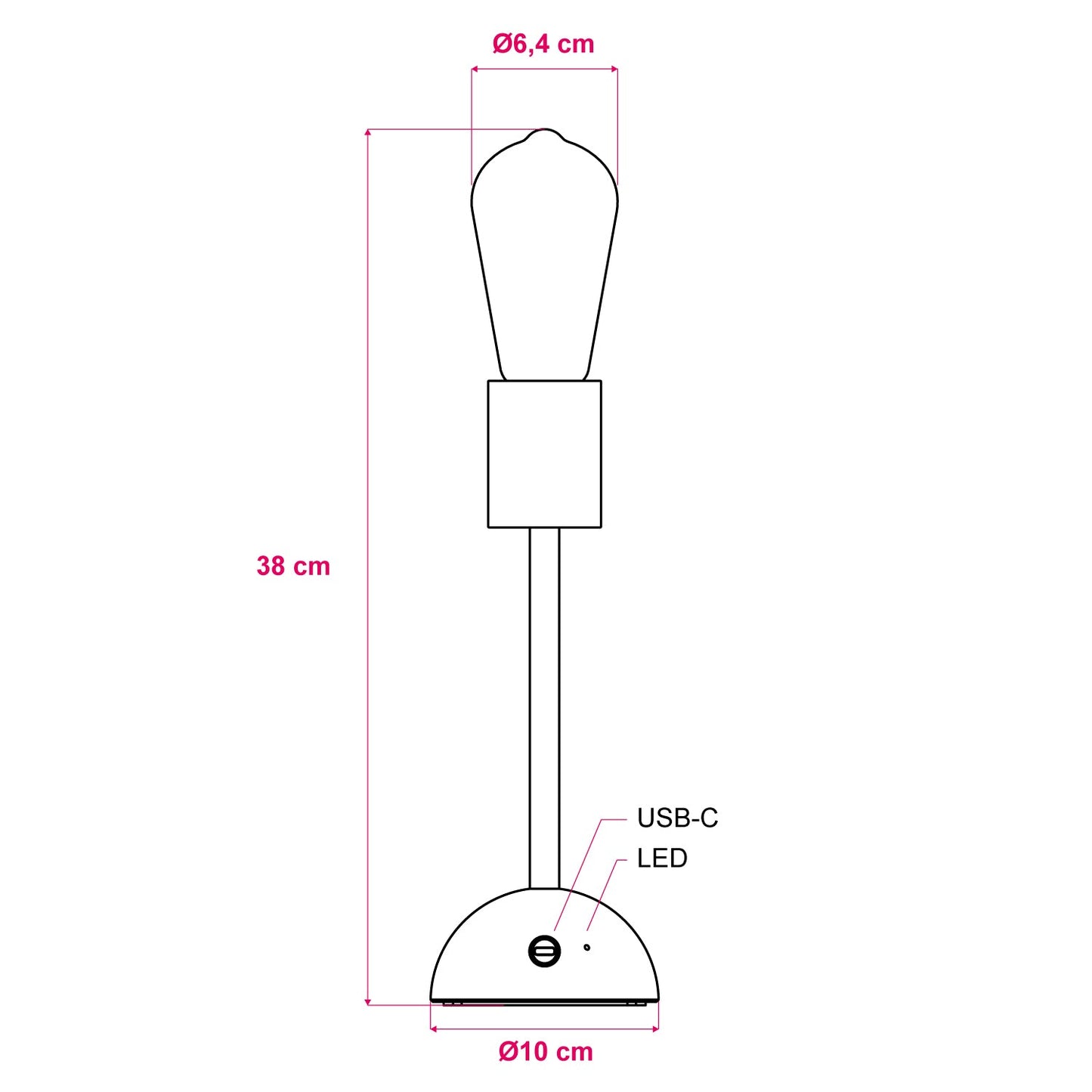 Lampada portatile e ricaricabile Cabless02 con lampadina Edison dorata - Bianco