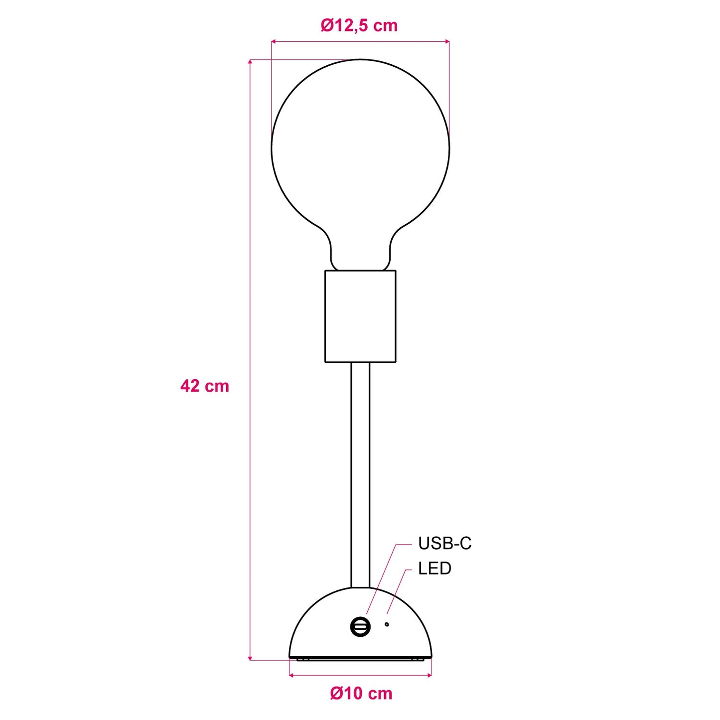 Lampada portatile e ricaricabile Cabless02 con lampadina globo G125 - Bianco