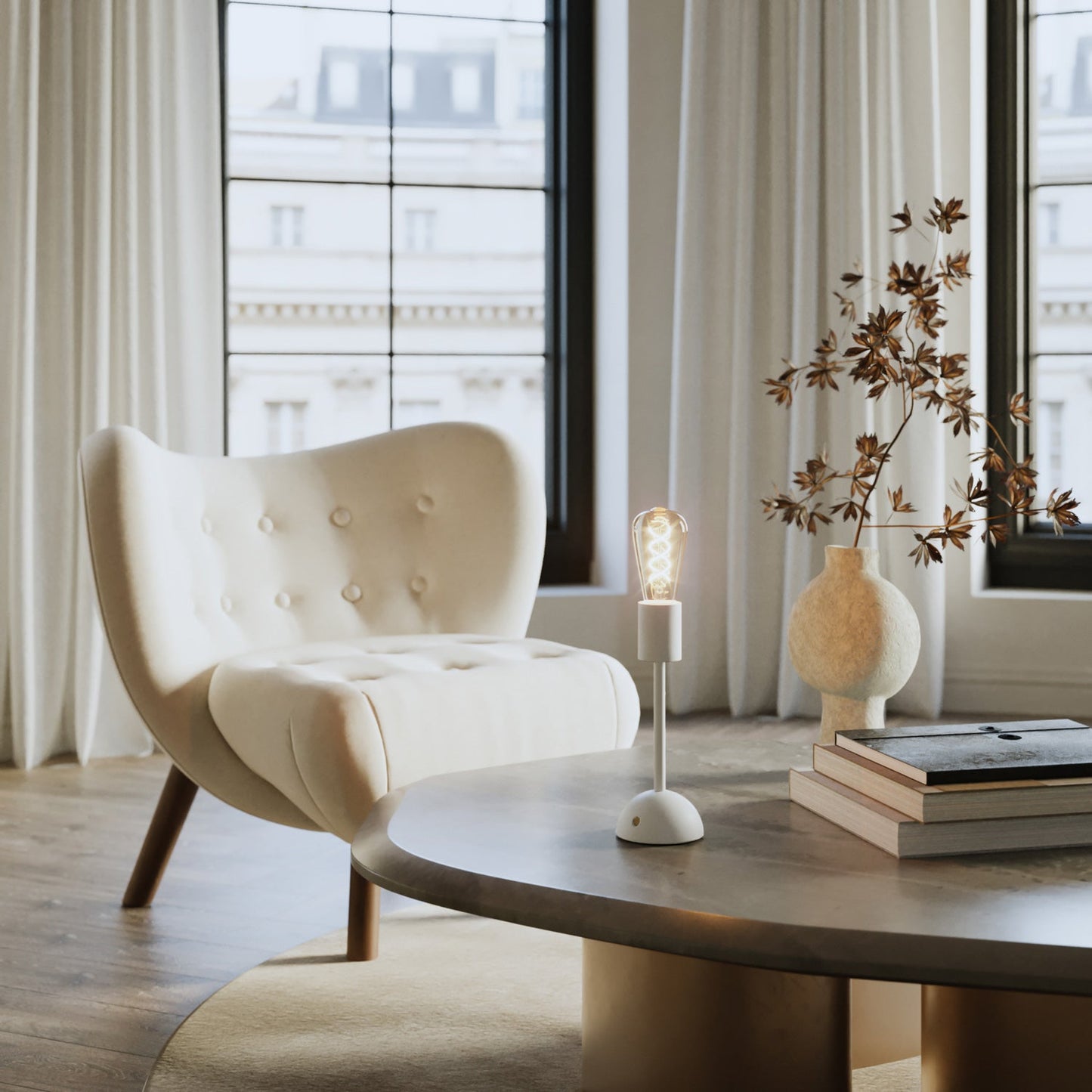 Lampada portatile e ricaricabile Cabless02 con lampadina Edison dorata - Bianco