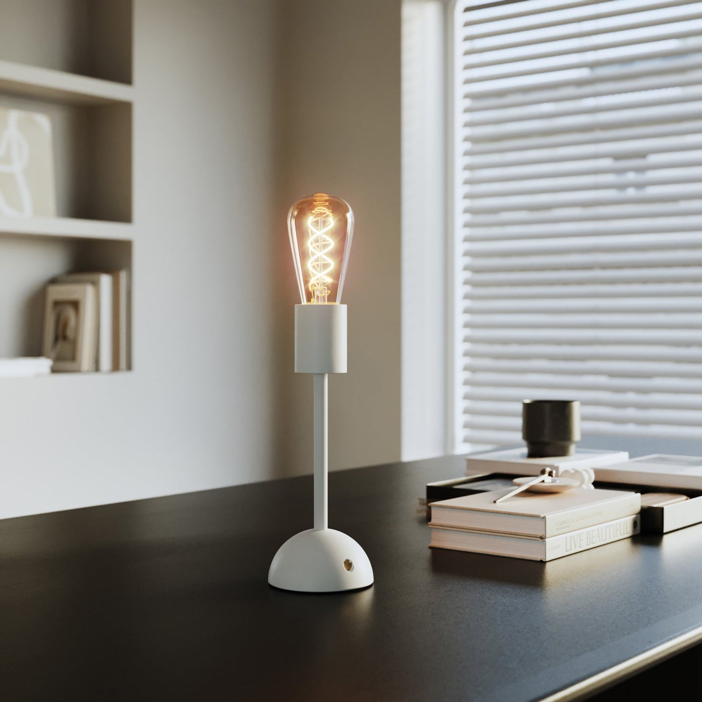 Lampada portatile e ricaricabile Cabless02 con lampadina Edison dorata - Bianco