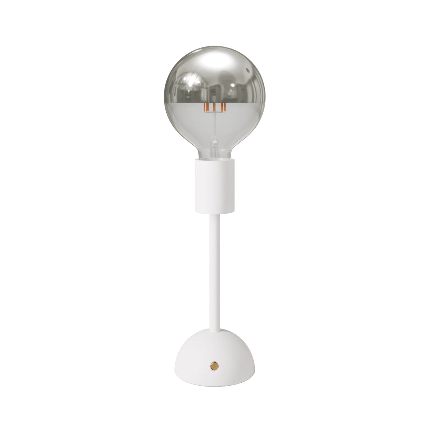 Lampada portatile e ricaricabile Cabless02 con lampadina globo mezza sfera argento - Bianco