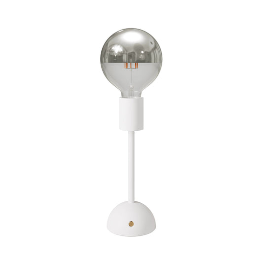 Lampada portatile e ricaricabile Cabless02 con lampadina globo mezza sfera argento - Bianco