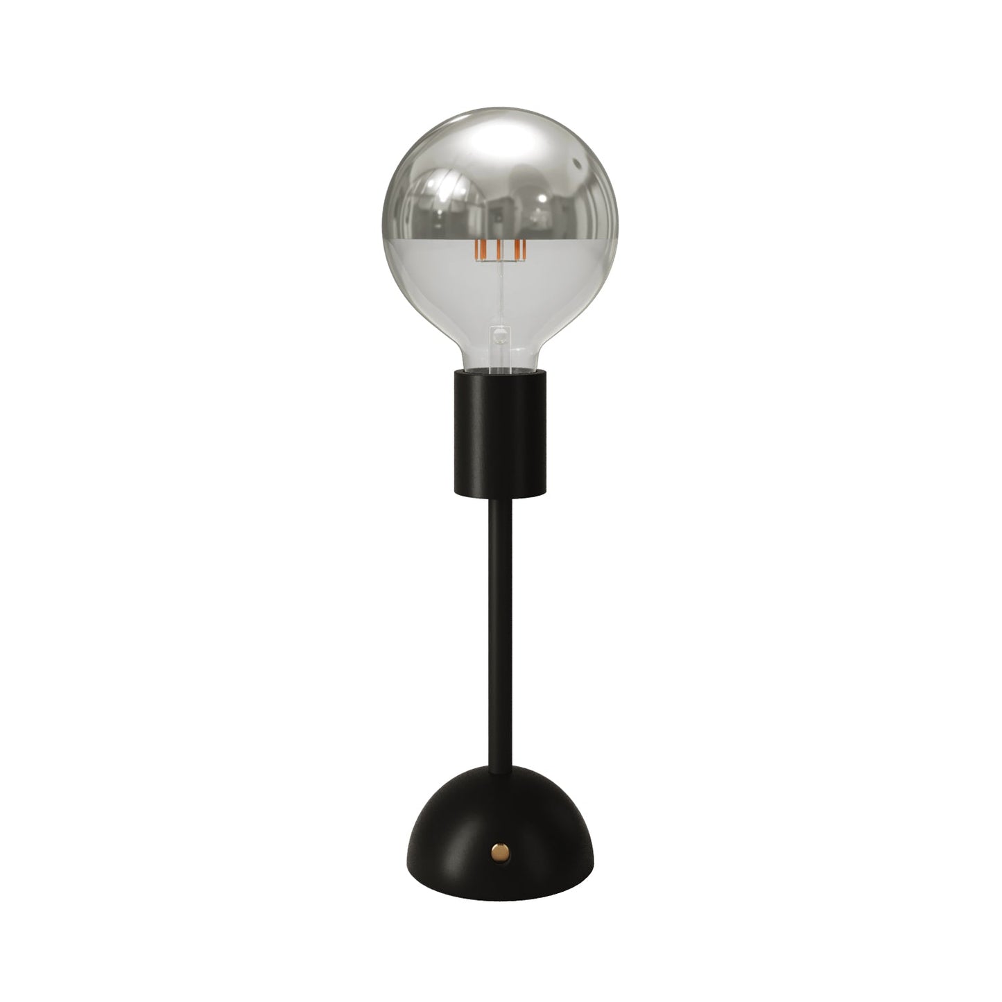 Lampada portatile e ricaricabile Cabless02 con lampadina globo mezza sfera argento - Nero