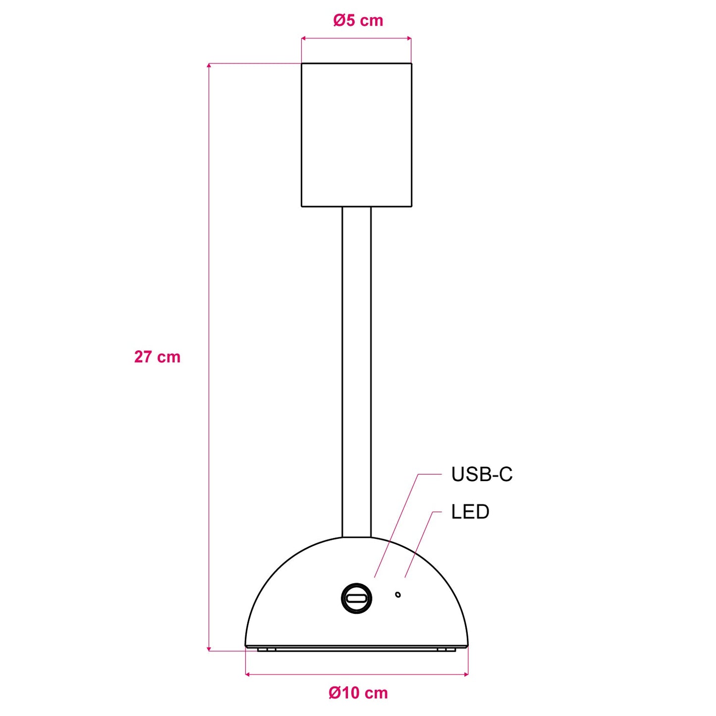 Base per lampada portatile e ricaricabile Cabless02 - Nero