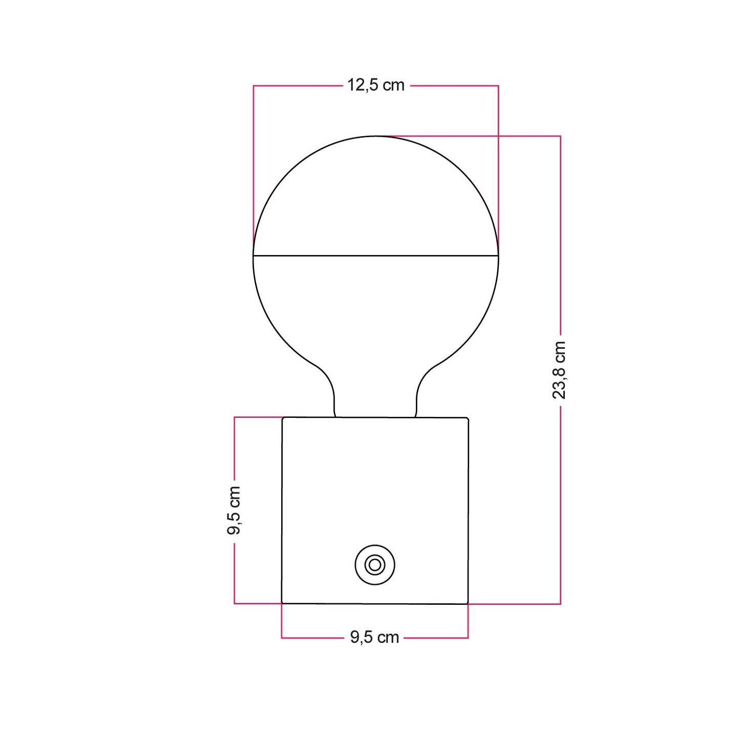 Lampada portatile ricaricabile Cabless03 con lampadina globo mezza sfera argento - Neutro