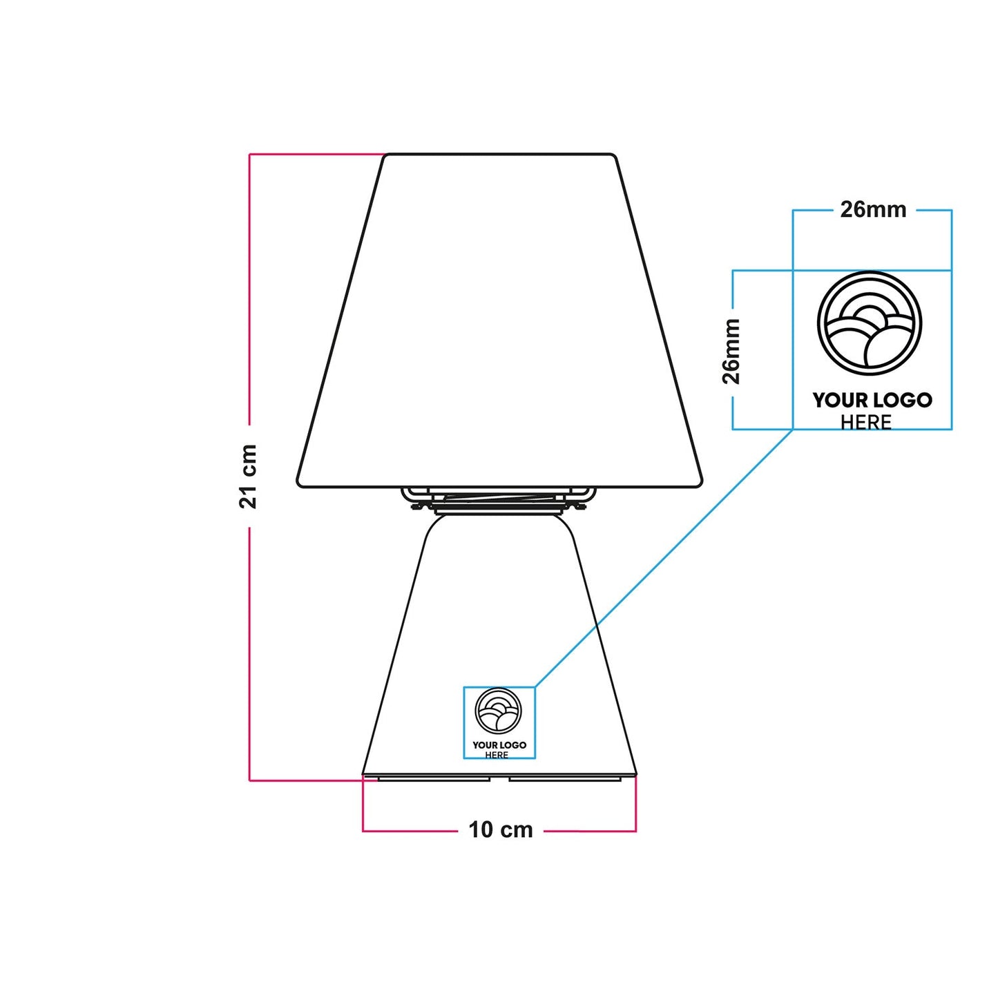 Lampada portatile ricaricabile Cabless11 con lampadina - personalizzabile (min 20 pezzi) - Neutro verniciato