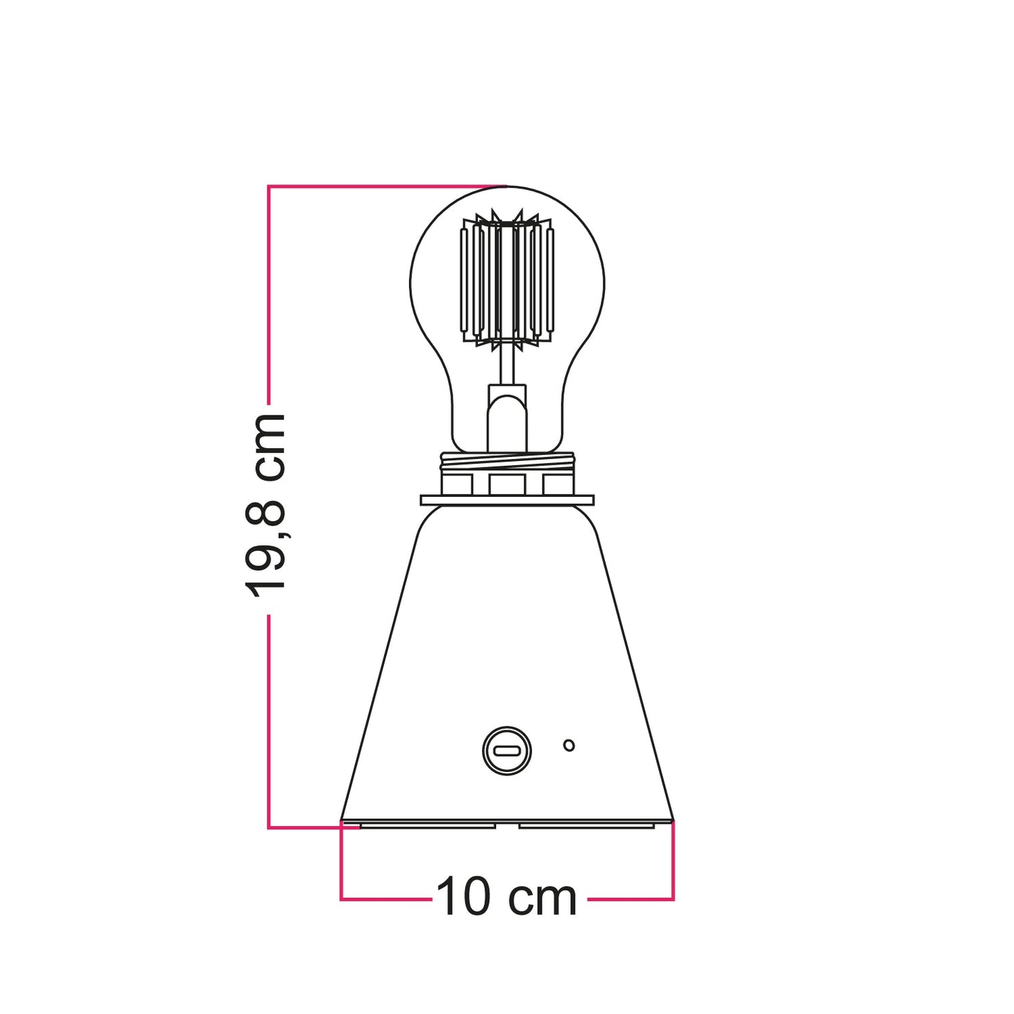 Lampada portatile ricaricabile Cabless11 con lampadina a goccia e predisposizione per paralume - Ottanio
