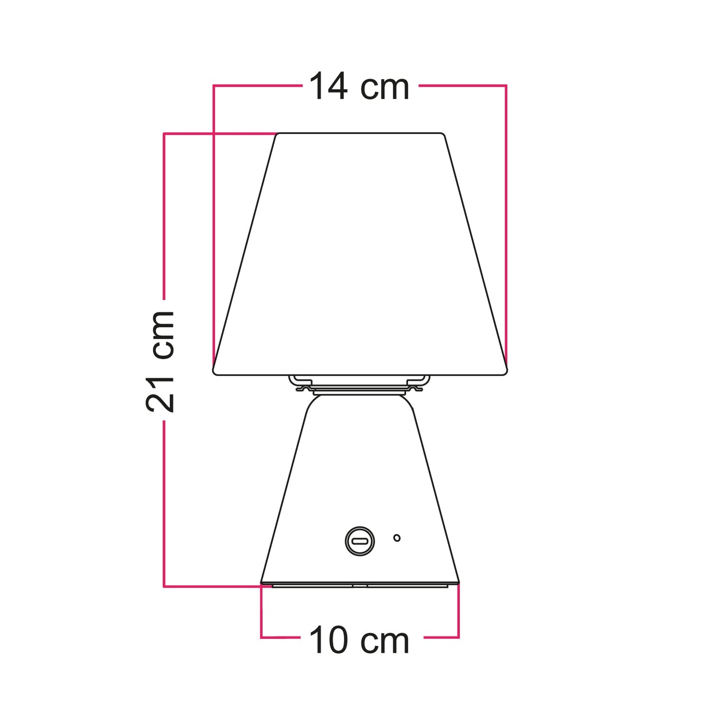 Lampada portatile ricaricabile Cabless11 con lampadina a goccia e paralume - Bianco