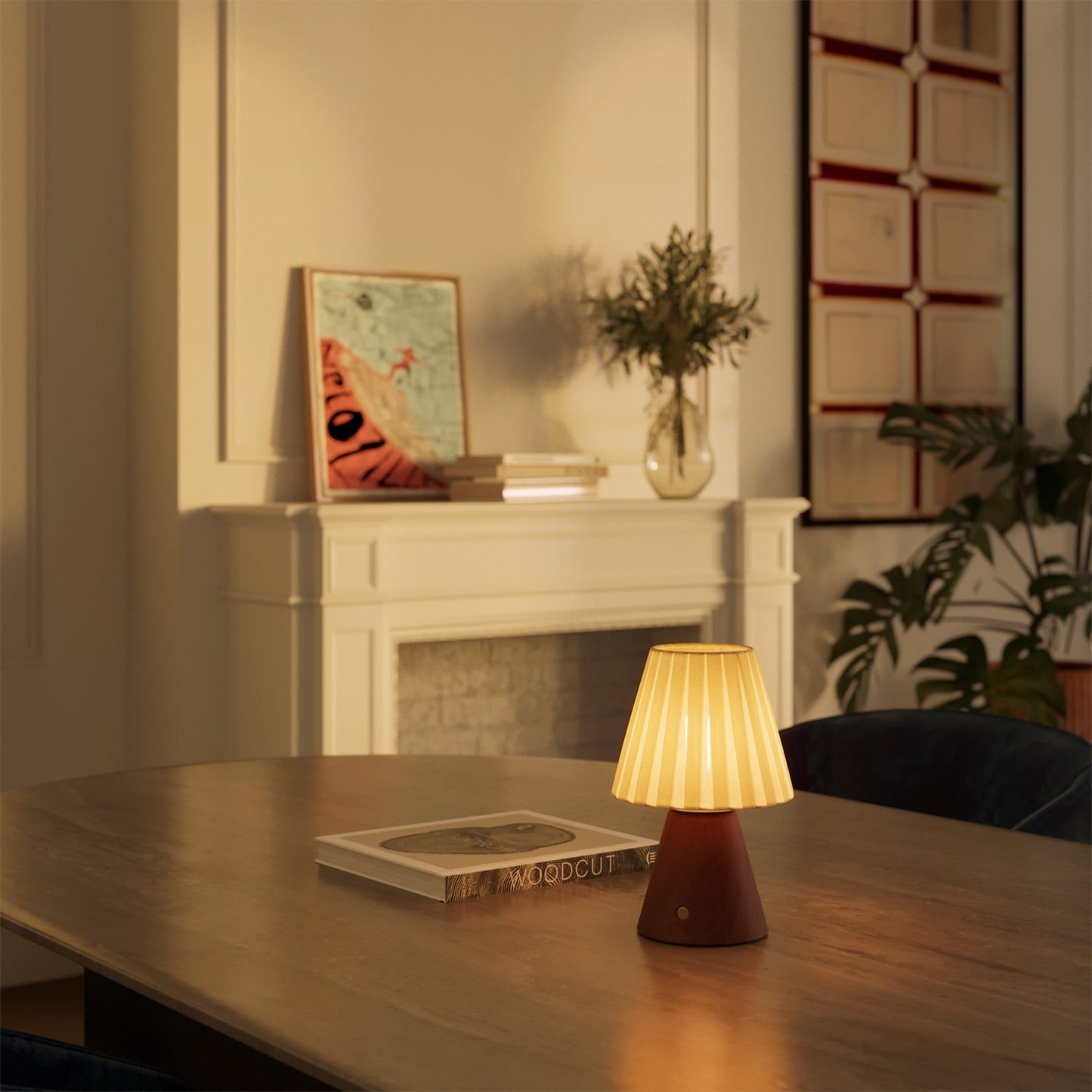 Lampada portatile ricaricabile Cabless11 con lampadina a goccia e paralume - Terracotta